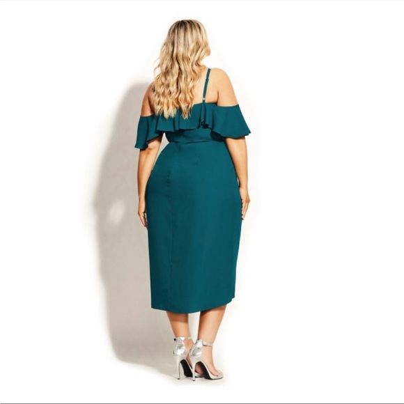 City Chic Flirtation Cocktail Dress in Turquoise SZ 20 NWT - Picture 2 of 5